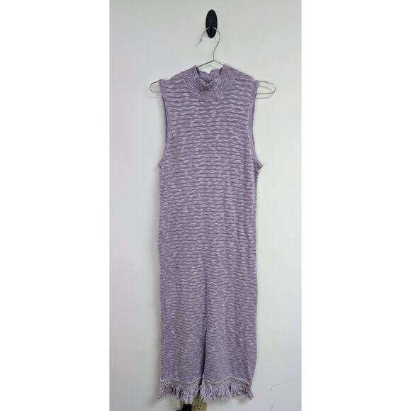 Anthropologie Callahan Acadia Sweater Dress Midi Macrame Hem Lavender Large - Picture 3 of 11